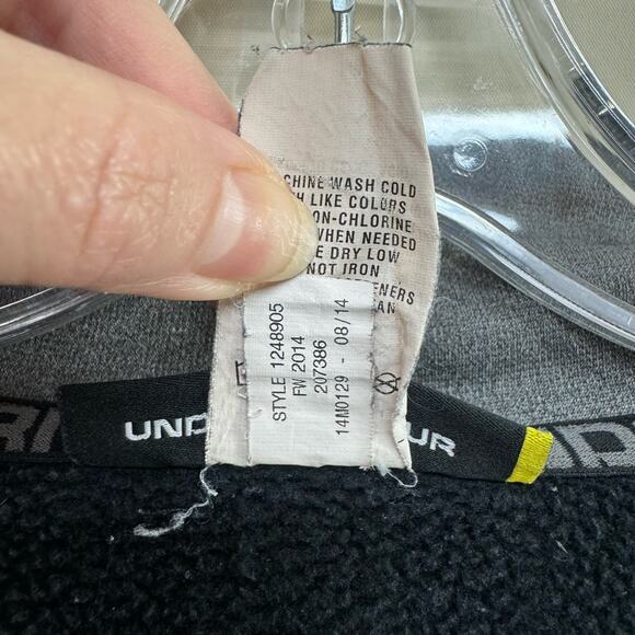 UNDER ARMOUR Track Jacket Fleece Lined Loose Fit Full Zip Black Gray Men's Sz M - Picture 8 of 9